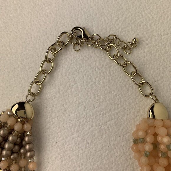 Multi Strand Beaded Necklace Choker Peach Brown NWOT - Picture 4 of 7